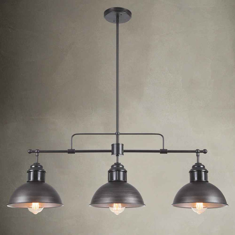 Suspension Industriel Cuisine 3 Lumières Barre Dôme pour Salle à Manger