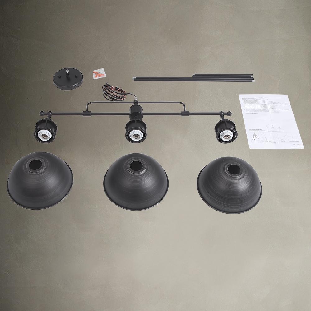 Suspension Industriel Cuisine 3 Lumières Barre Dôme pour Salle à Manger
