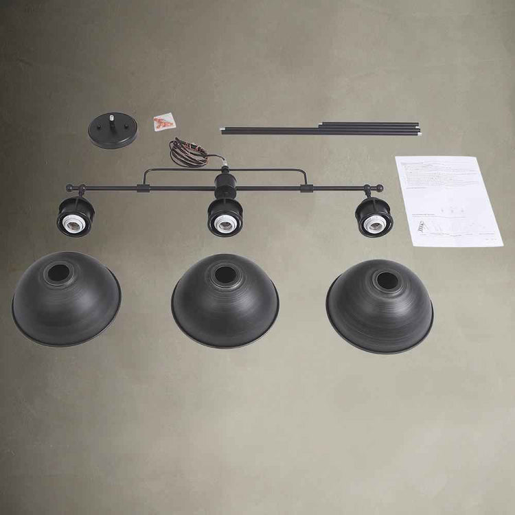 Suspension Industriel Cuisine 3 Lumières Barre Dôme pour Salle à Manger