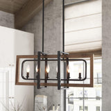 Lustre Cuisine 6 Lumières Géométrique Rectangulaire pour Salle à Manger