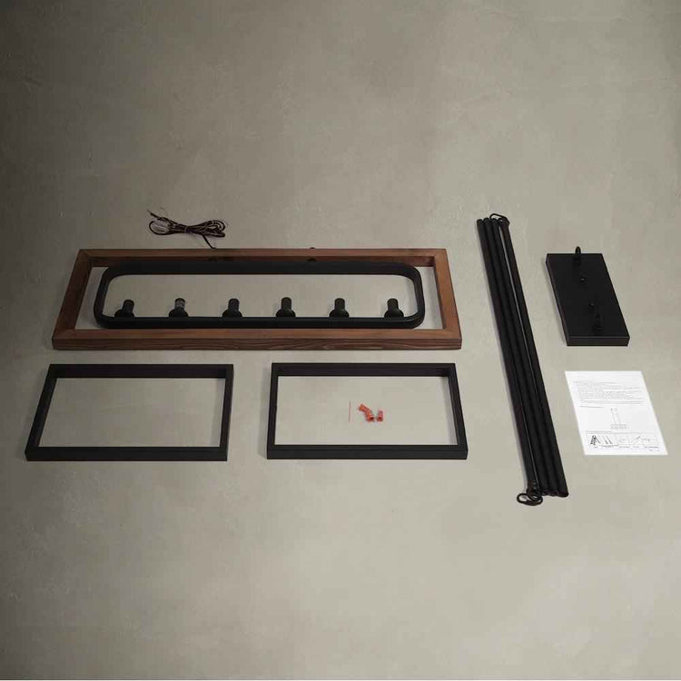 Kit pour lustre rectangulaire : monture noire, cadres et accessoires de fixation