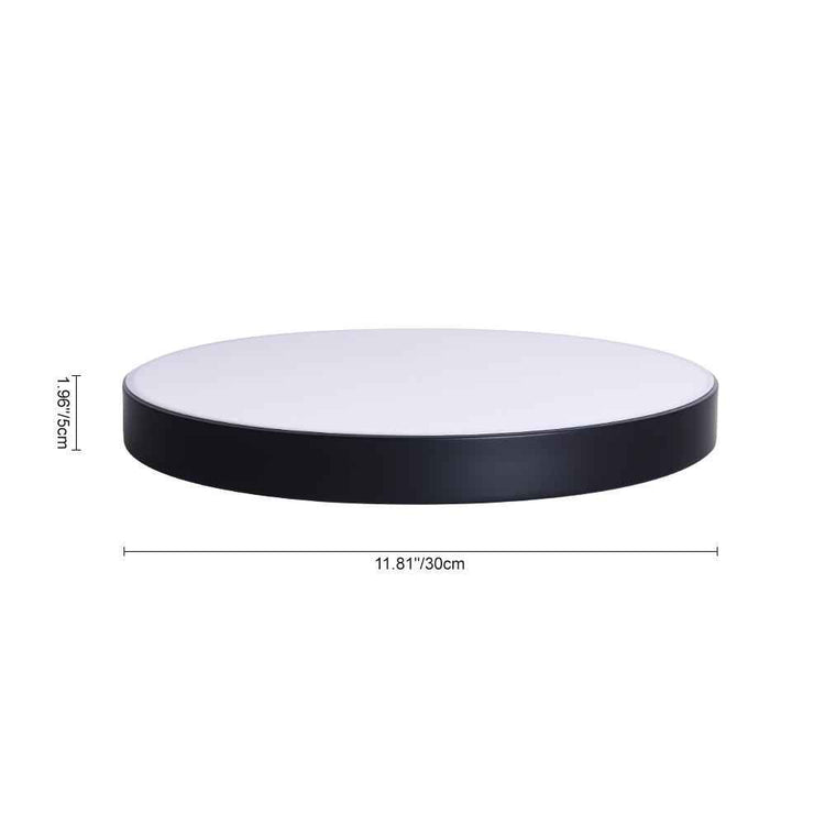 Plafonnier LED rond noir avec diffuseur blanc, style moderne