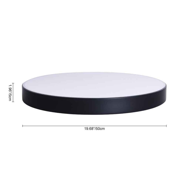 Plafonnier LED rond noir avec dessus blanc, éclairage de plafond