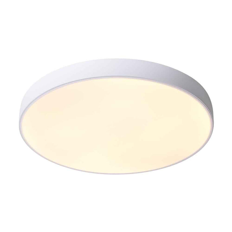 Plafonnier LED rond avec bord clair, diffuseur lumineux jaune doux