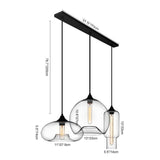 Suspension Verre Linéaire 3 Lumières Suspension avec Transparent Abat-Jour pour Salle