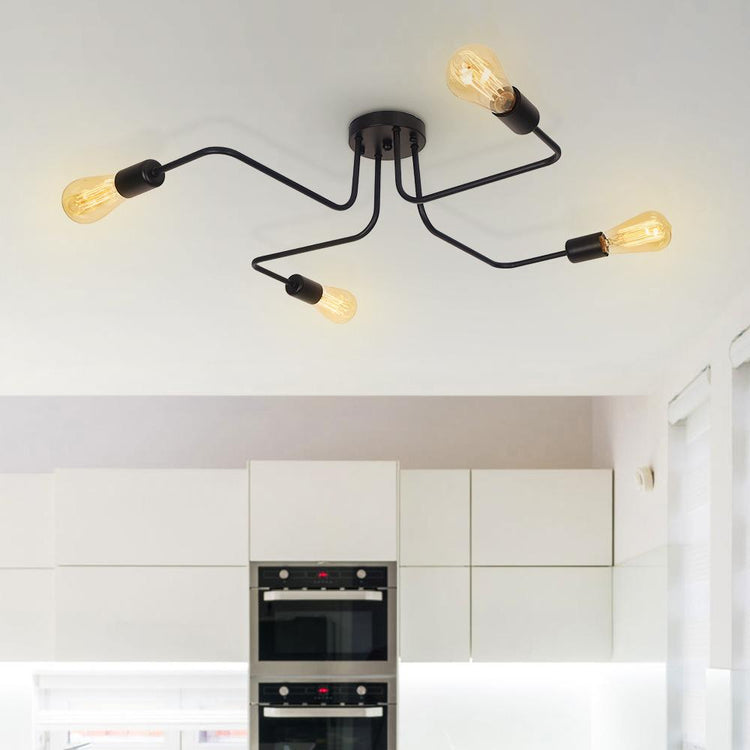 Plafonnier Cuisine Spoutnik 4 Lumières en Verre