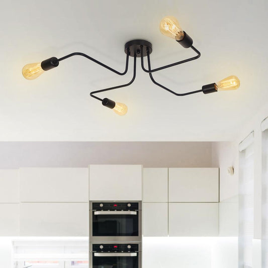 Plafonnier Cuisine Spoutnik 4 Lumières en Verre