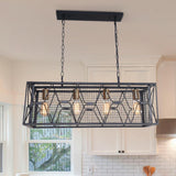 Lustre Cuisine Linéaire 6 Lumières en Verre 80 cm