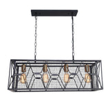 Lustre Cuisine Linéaire 6 Lumières en Verre 80 cm