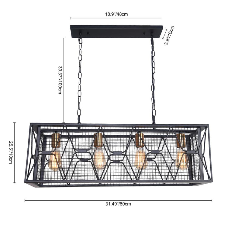 Lustre Cuisine Linéaire 6 Lumières en Verre 80 cm