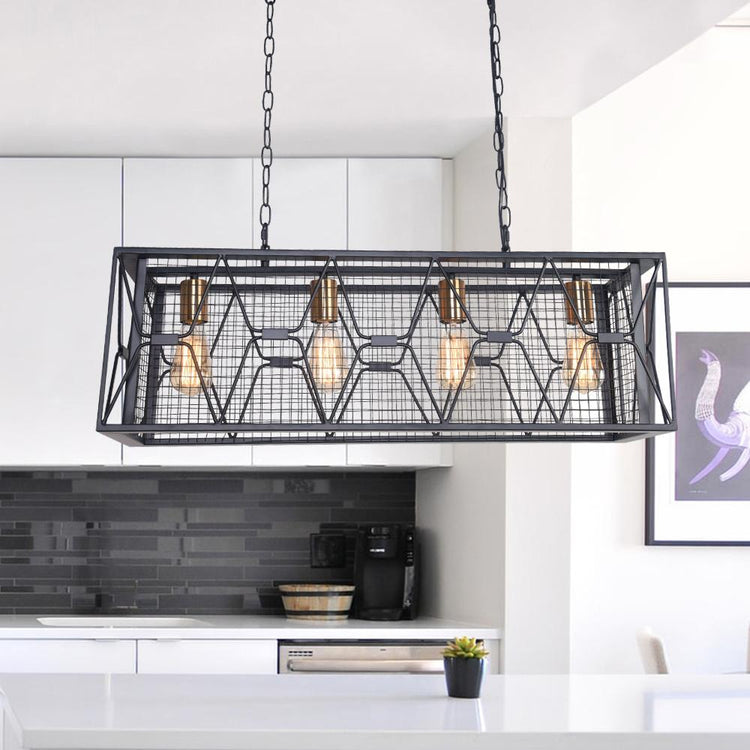 Lustre Cuisine Linéaire 6 Lumières en Verre 80 cm