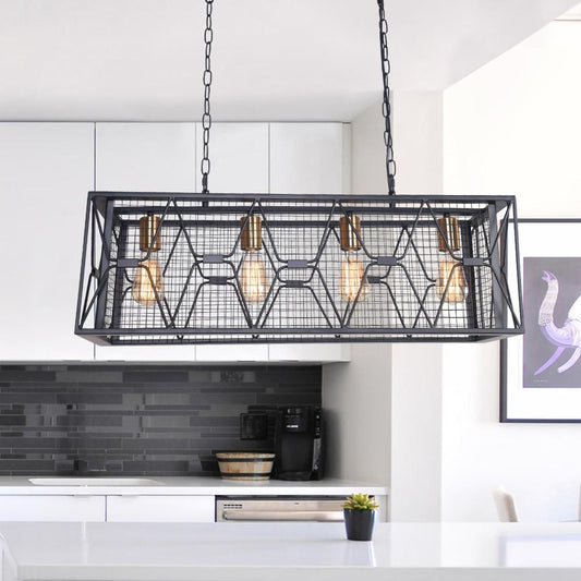 Lustre Cuisine Linéaire 6 Lumières en Verre 80 cm