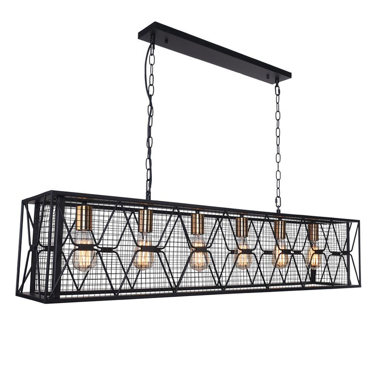 Lustre Cuisine Linéaire 6 Lumières en Verre 80 cm