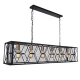 Lustre Cuisine Linéaire 6 Lumières en Verre 80 cm