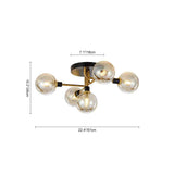 Plafonnier Laiton Moderne 5 Lumières Semi-Encastré Luminaire pour Salon