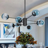 Lustre Salon Boule en Verre Bleu 98 cm