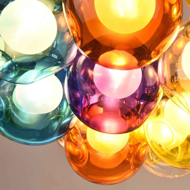 Suspension Verre Grappe Boule Suspensions Luminaires avec Multi-Color Globes pour Salle