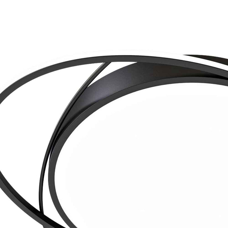 Plafonnier LED : anneau incurvé et raccord arrondi, finition gris foncé