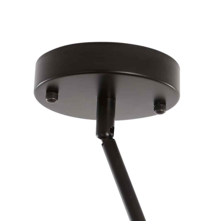 Rosace de plafond ronde noire et tige de suspension, pour suspension à abat-jour pyramidal.