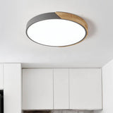 Plafonnier Bois Dimmable Métal et Cercle pour Chambre
