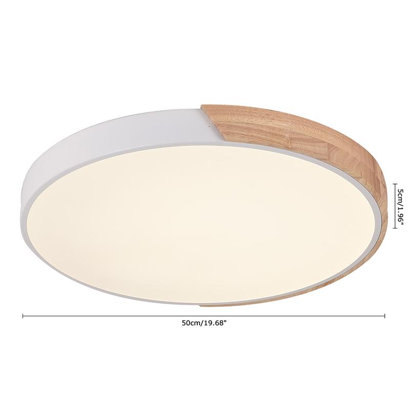Plafonnier Bois Dimmable Métal et Cercle pour Chambre