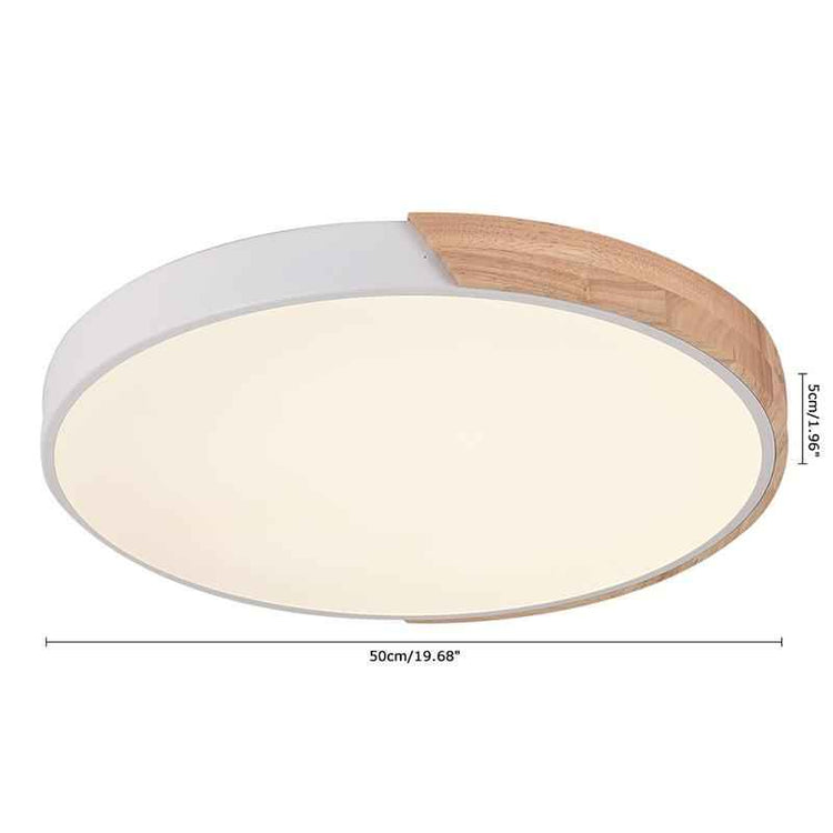 Plafonnier Bois Dimmable Métal et Cercle pour Chambre