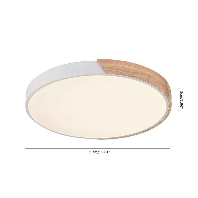 Plafonnier Bois Dimmable Métal et Cercle pour Chambre