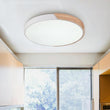 Plafonnier Bois Dimmable Métal et Cercle pour Chambre