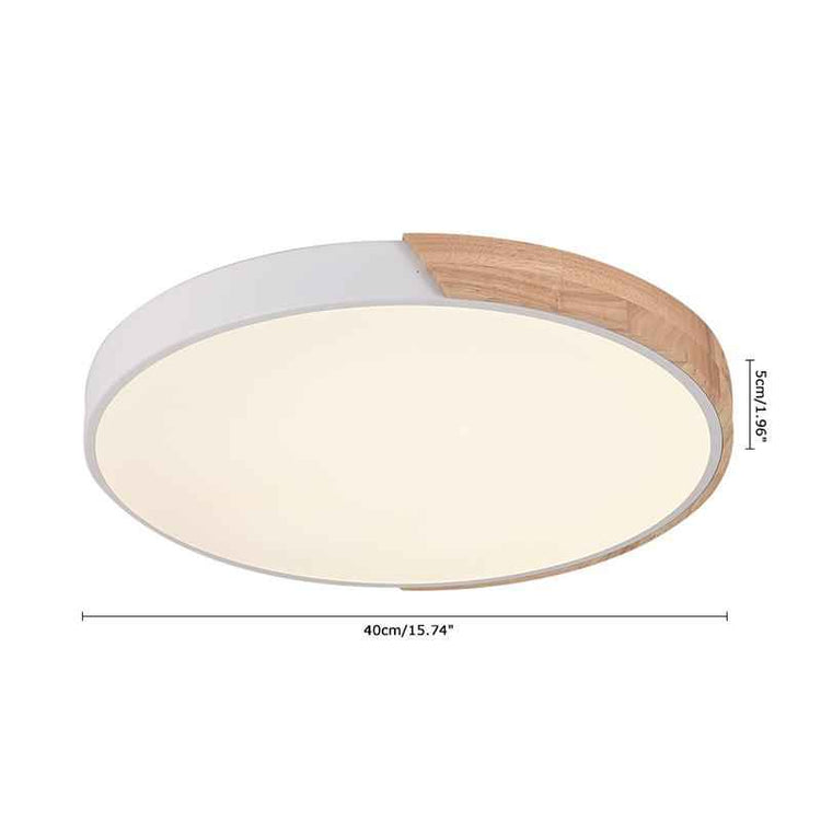 Plafonnier Bois Dimmable Métal et Cercle pour Chambre