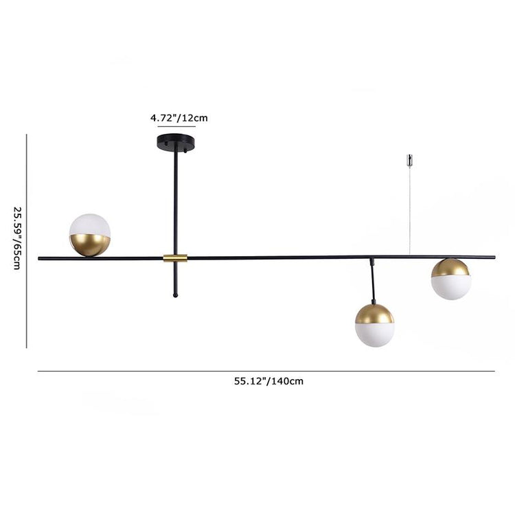 Lustre Salle à Manger Boule 3 Lumières en Verre