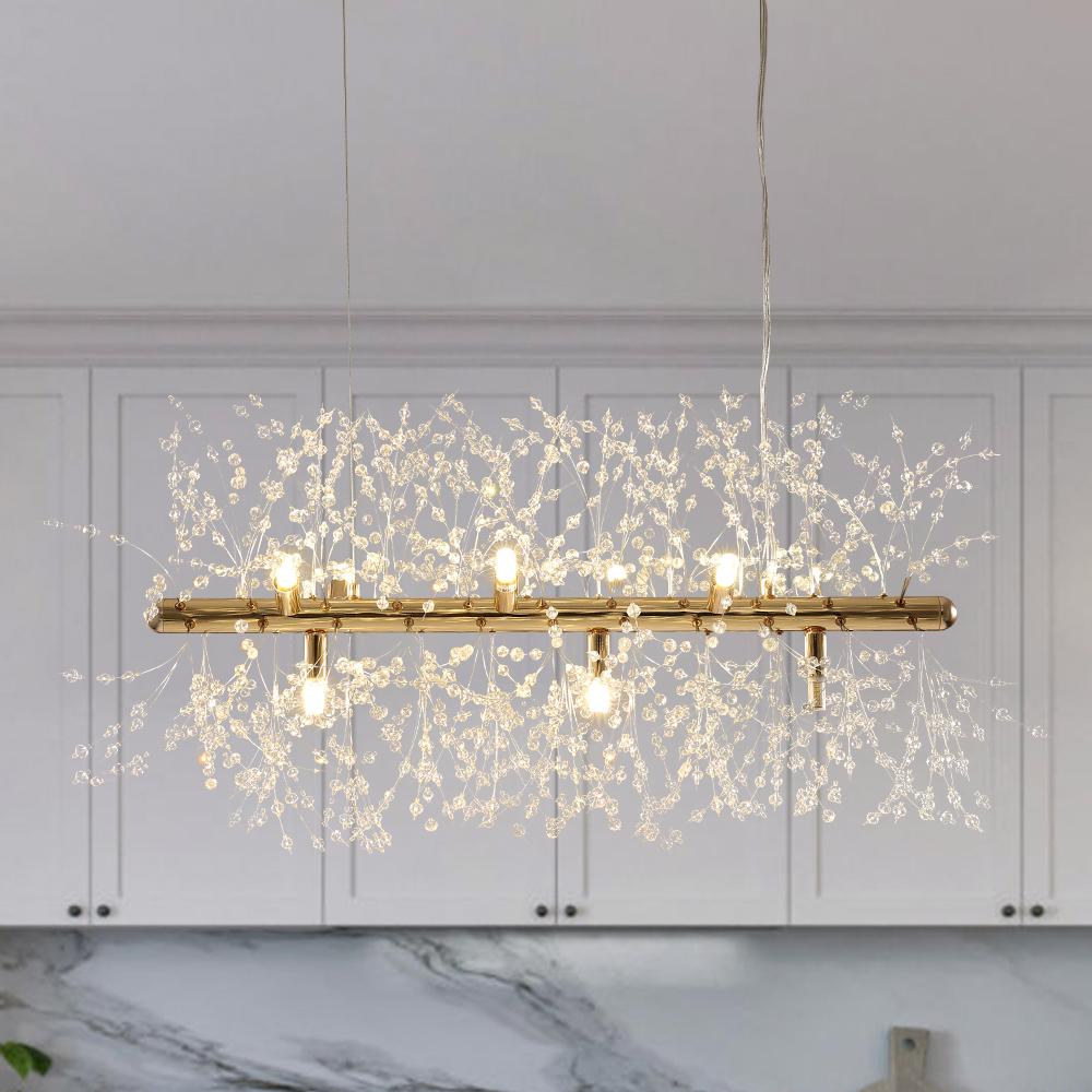 Lustre Cristal Moderne 9 Lumières pour Salle à Manger