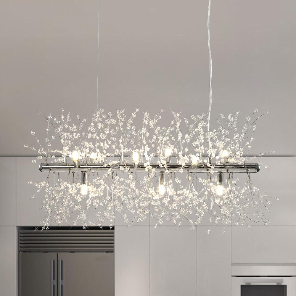 Lustre Cristal Moderne 9 Lumières pour Salle à Manger