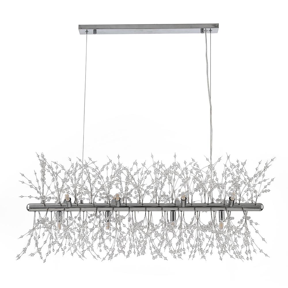 Lustre Cristal Moderne 12 Lumières Linéaire pour Salle à Manger
