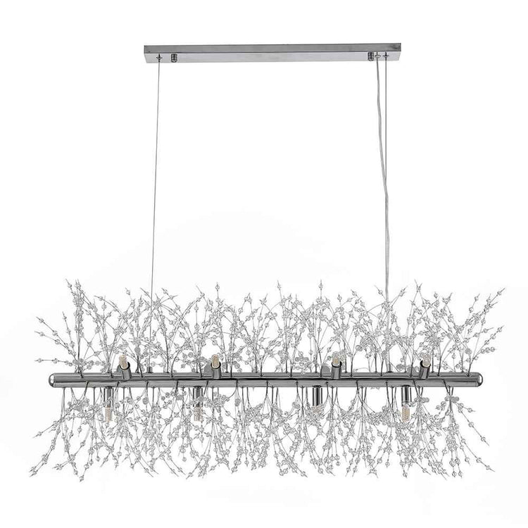 Lustre Cristal Moderne 12 Lumières Linéaire pour Salle à Manger