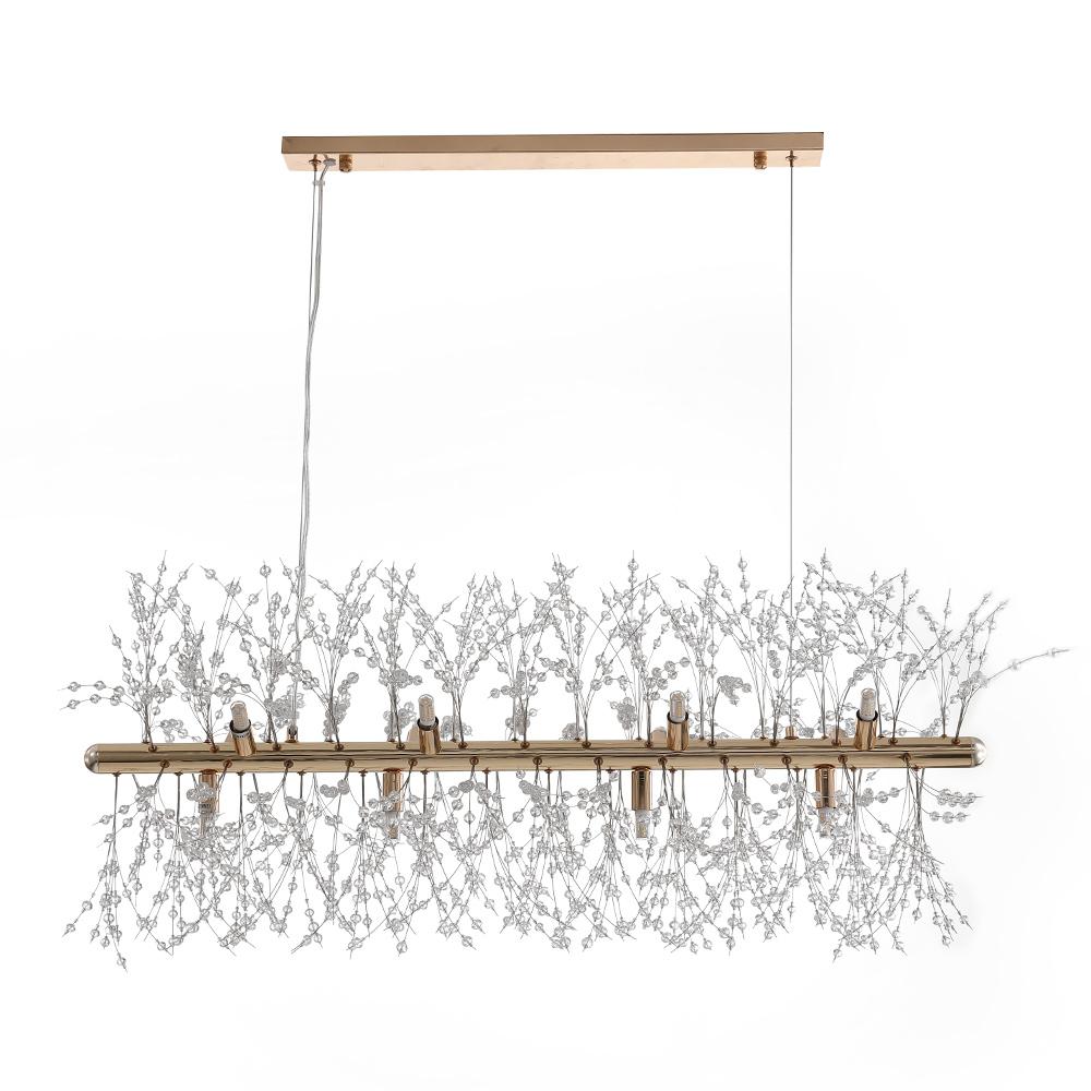 Lustre Cristal Moderne 12 Lumières Linéaire pour Salle à Manger