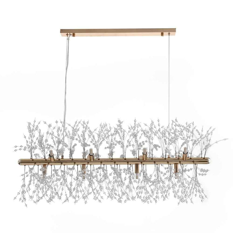 Lustre Cristal Moderne 12 Lumières Linéaire pour Salle à Manger