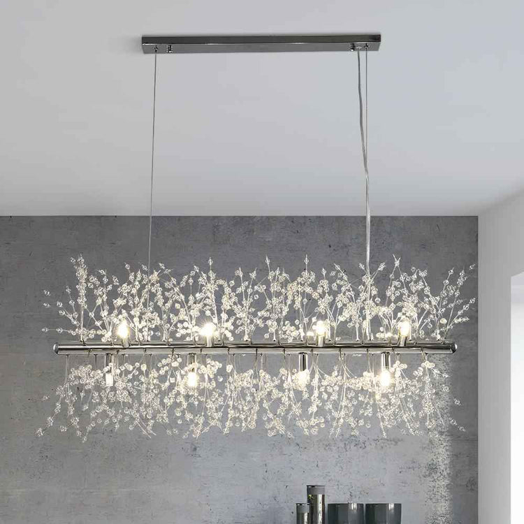Lustre Cristal Moderne 12 Lumières Linéaire pour Salle à Manger
