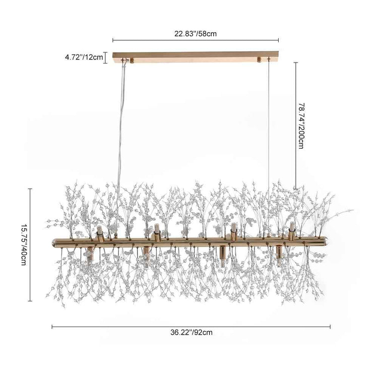 Lustre Cristal Moderne 12 Lumières Linéaire pour Salle à Manger