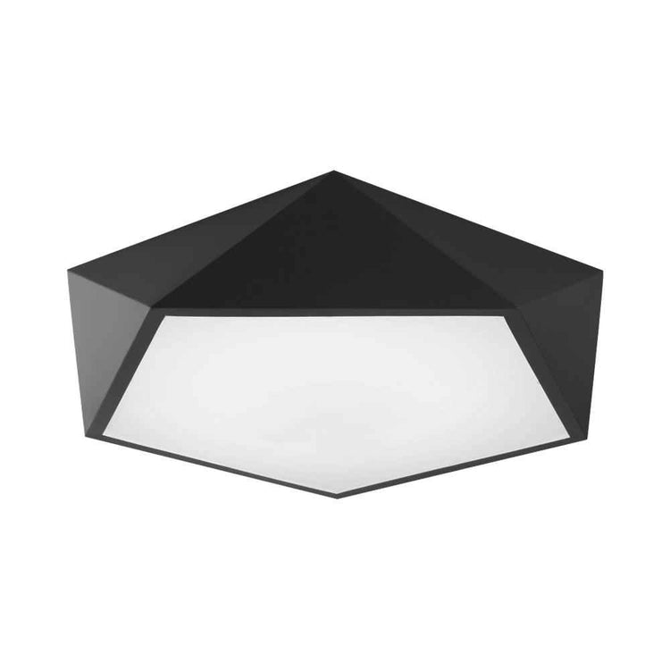Plafonnier LED noir moderne à ouverture hexagonale, lumière blanche