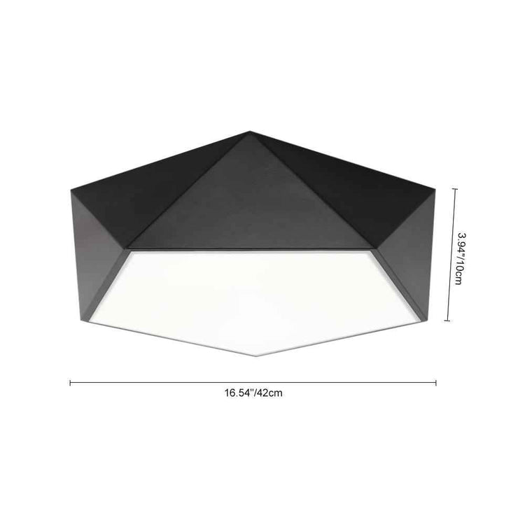 Plafonnier LED noir moderne, largeur 42 cm, ouverture hexagonale, lumière blanche