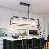 Lustre Cristal Moderne Rectangulaire Cuisine Suspension Cuisine pour Salle à Manger