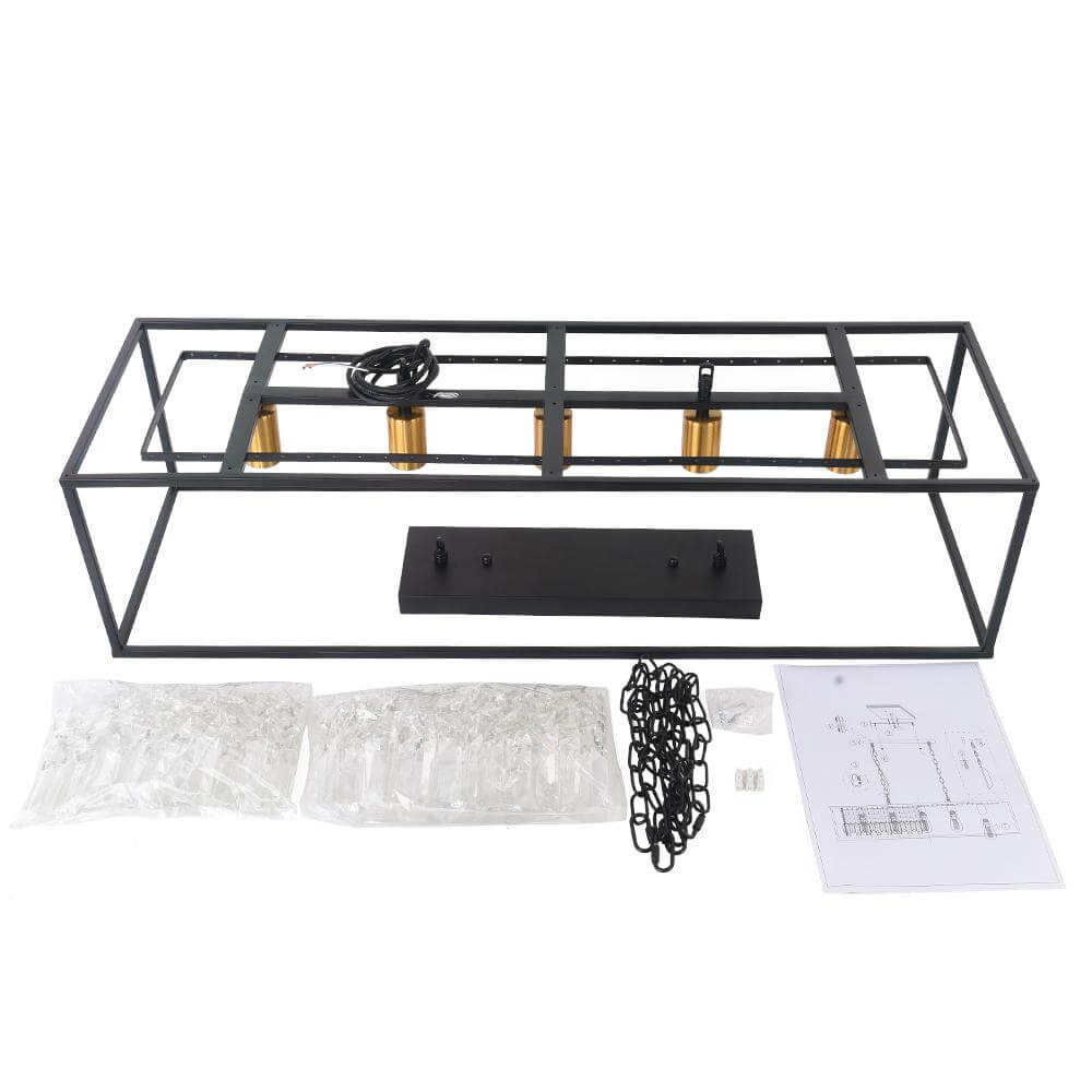 Lustre Cristal Moderne Rectangulaire Cuisine Suspension Cuisine pour Salle à Manger