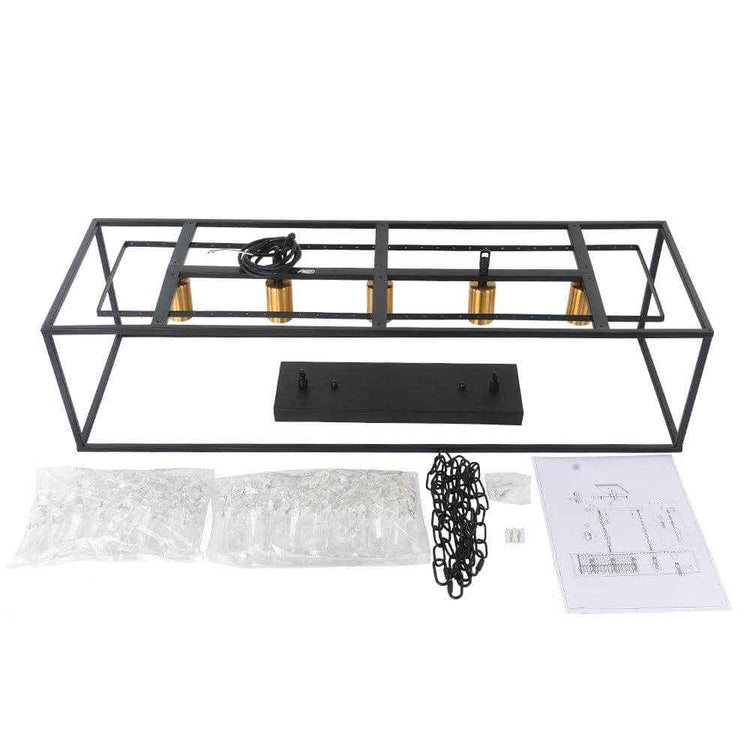 Lustre Cristal Moderne Rectangulaire Cuisine Suspension Cuisine pour Salle à Manger