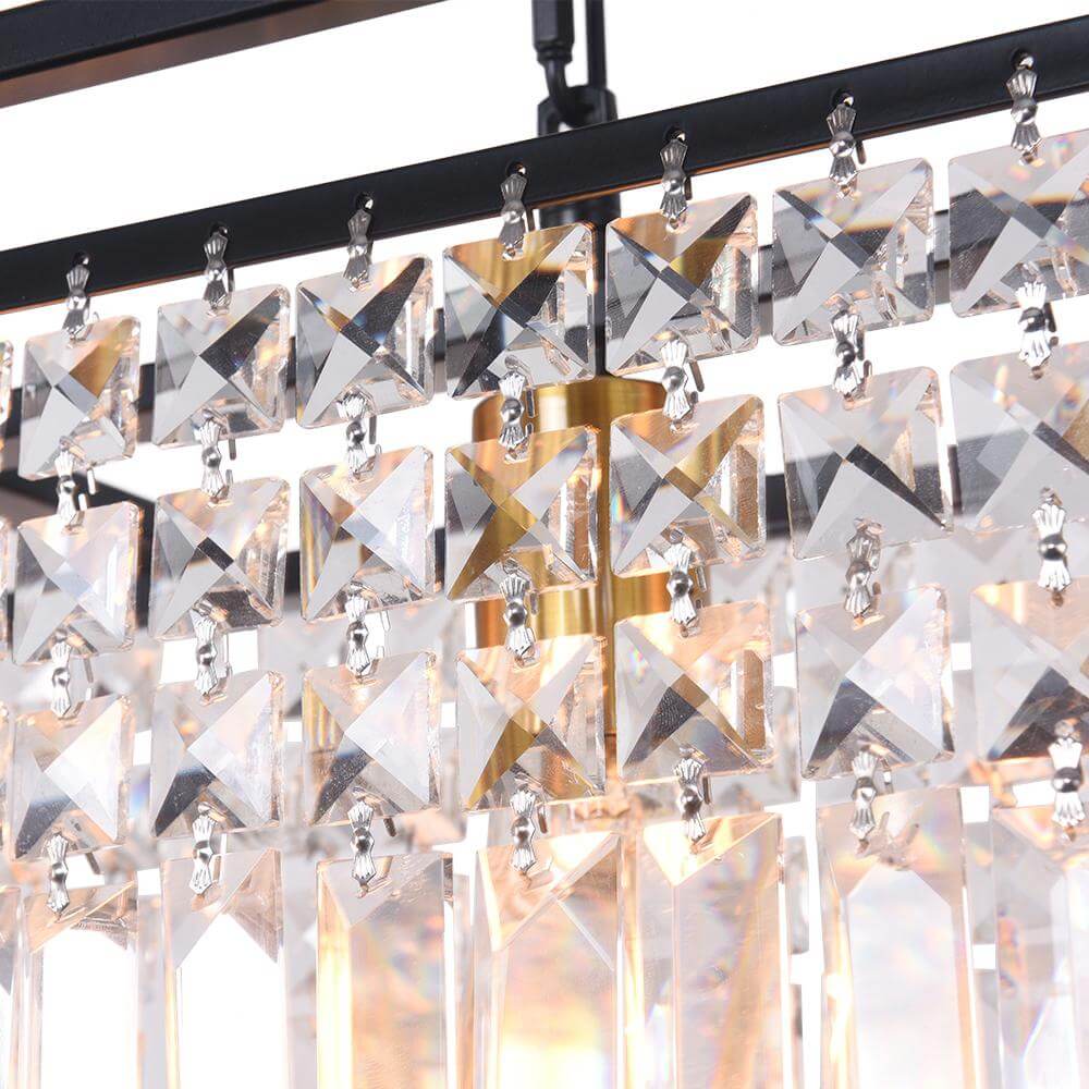 Lustre Cristal Moderne Rectangulaire Cuisine Suspension Cuisine pour Salle à Manger