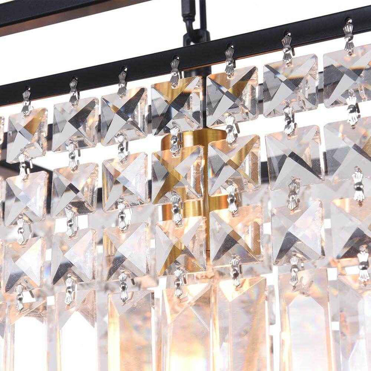 Lustre Cristal Moderne Rectangulaire Cuisine Suspension Cuisine pour Salle à Manger