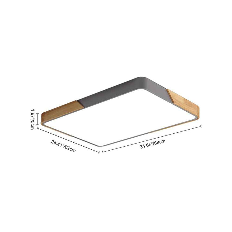 Plafonnier LED rectangulaire gris, dimensions 24,4 x 62,6 cm