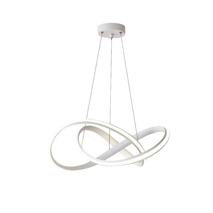 Suspension LED moderne à ruban torsadé blanc avec anneaux entremêlés et plafonnier rond