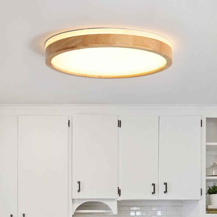 Plafonnier LED Bois Dimmable Scandinave pour Cuisine