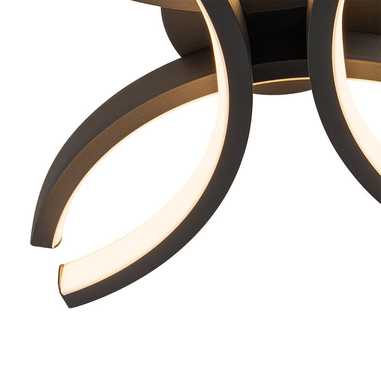 Plafonnier Salon Fleur en Métal Noir