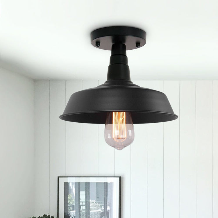 Plafonnier 1 Lumière Noir Pot Lid Semi-Encastré 10.2"